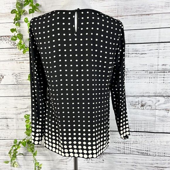 J Crew Blouse Top size 4 Black Ivory Polka Dots Modest Career Church Wedding - Picture 13 of 14